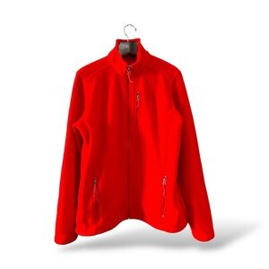 L.L. Bean Vibrant Red Fleece Jacket, Large Tall
